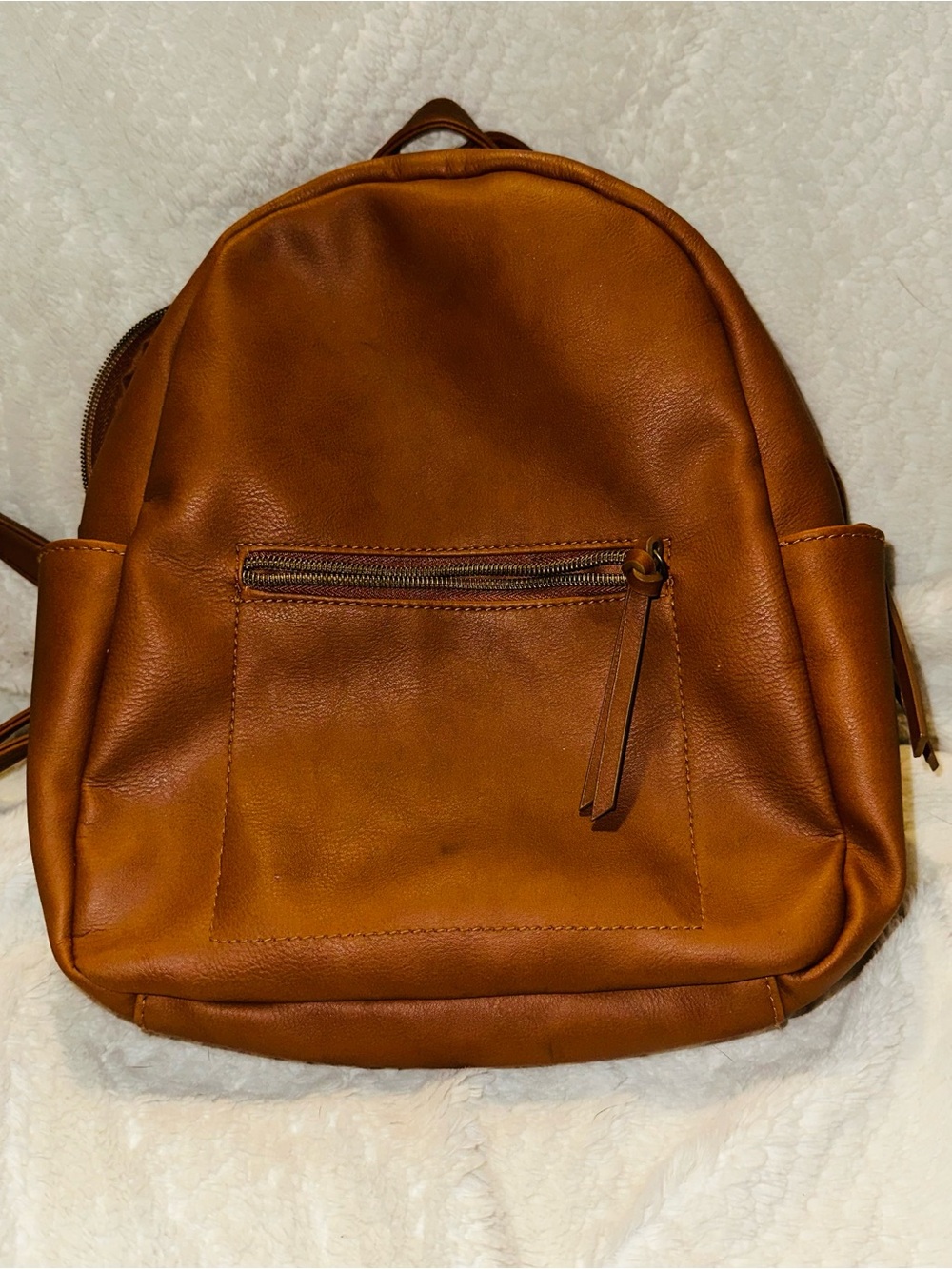 Kohl's Mini Backpack in Cognac Brown Faux Leather
